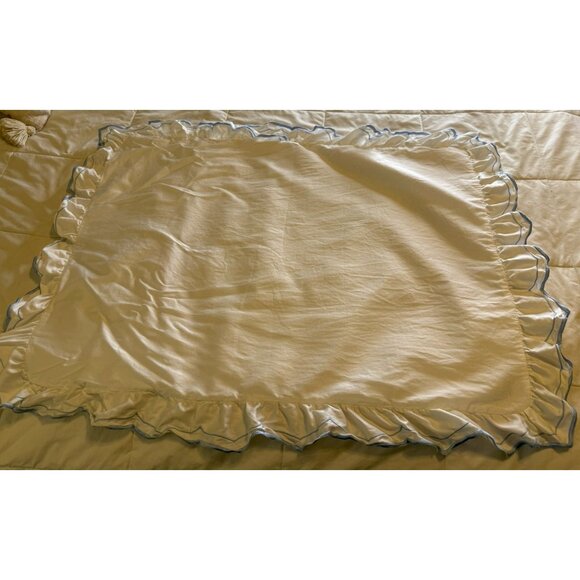 Yves Delorme France Embroidered Cotton Standard Sham Ruffle Luxury Cottage Core - Picture 1 of 13